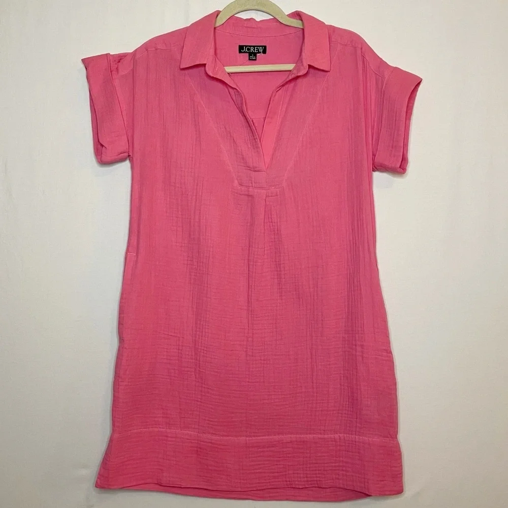 J. Crew V-neck Shirtdress in Soft Gauze Cotton Boho Minimalist